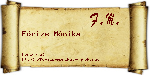 Fórizs Mónika névjegykártya